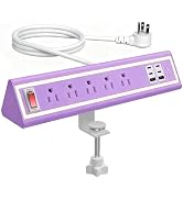 Desk Clamp Power Strip with Nightlight, 40W Fast Charging, 10FT Extension Cord, 4x20W USB-C & 2 U...