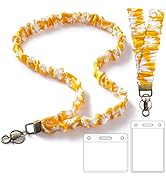 Scrunchie Lanyard with ID Badges Holder for Women, Stretchy Lanyards for Teachers, Cute Neck Lany...