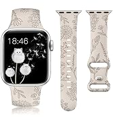 Minyee Floral Engraved Band Compatible with Apple Watch 41mm 40mm 38mm 42mm 44mm 45mm 46mm 49mm W...