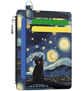 Hancynir Slim Wallet Women Credit Card Holder Black Cat Starry Night RFID Small Mini Card Case Fr...