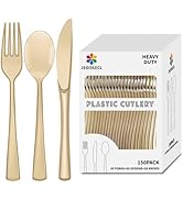 150 Pack Plastic Silverware,Disposable Cutlery Set Heavy Duty Utensil Sets 50 Forks 50 Knives 50 ...