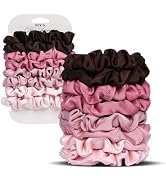 Ultra-Petite Satin Scrunchies for Women – 8PCS Blush Small Hair Ties – Soft Silk-Like Mini Hair B...