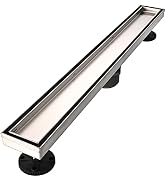 AVSIILE Linear Shower Floor Drain, 24 Inch Brushed 304 Stainless Steel Bathroom Drains Kit, Recta...