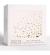 Stylish 5x5 Inch Gold Napkins -100 Pack of White and Gold Cocktail Napkins - Add Sparkle to Your ...