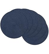 SHACOS Round Placemats Set of 6 Washable 15 inch Circle Polyester Woven Braided Place Mats for Di...