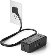 3Ft Extension Cord with Multiple Outlets, Flat Plug Surge Protector Power Strip Short Extension C...
