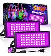 YQNLIFA 50W LED Black Light, Blacklight Flood Light with Plug+ 6ft Cord, IP66 Waterproof Black Li...