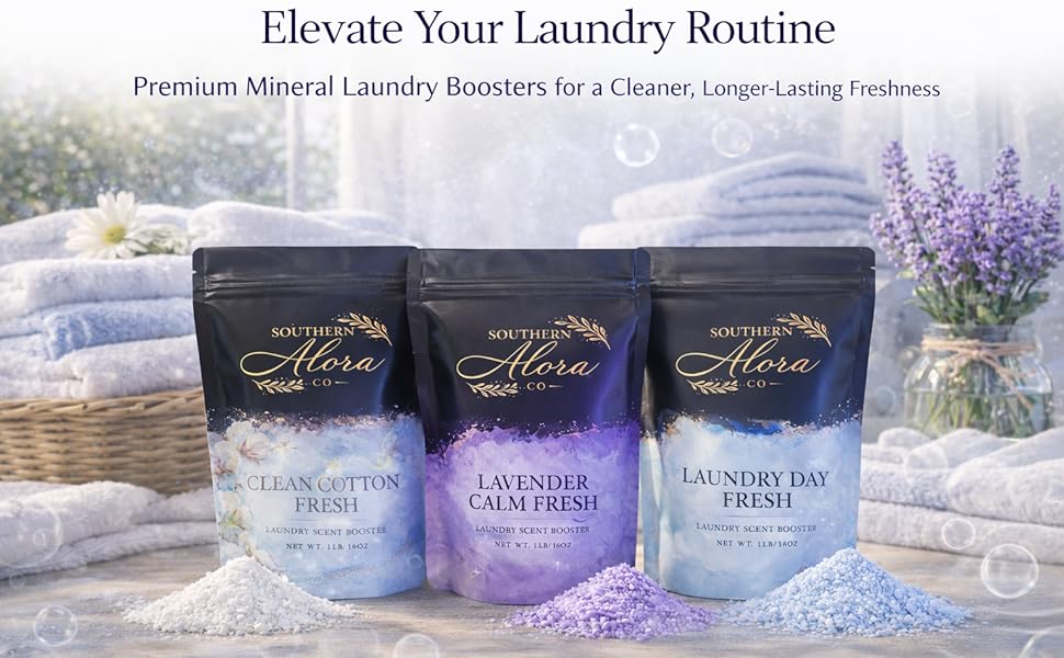 Southern Alora Laundry Boosters scented laundry powder Clean Cotton Lavender and Laundry Day Fresh