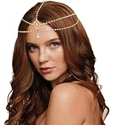 YAEISM Rhinestone Head Chain Gold 1920s Headpiece Boho Pearl Bridal Headband Vintage Flapper Hair...