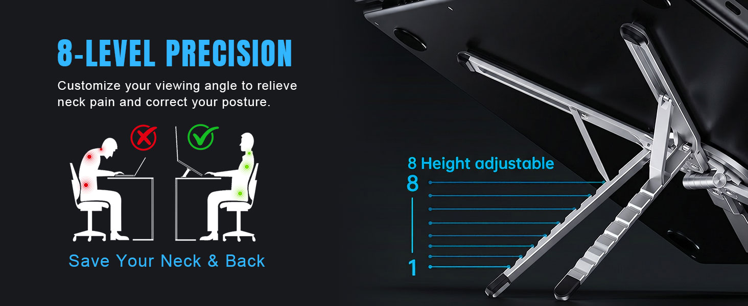 ergonomic computer riser neck pain relief height adjustable laptop notebook holder healthy workspace