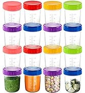 Jucoan 16 Pack Glass Baby Food Storage Jar, 6 Ounce Small Glass Jars, BPA Free Reusable Container...