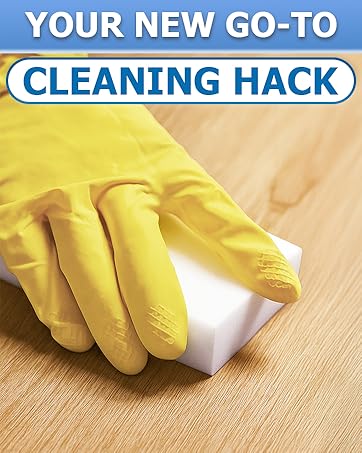 Dense melamine foam texture removes tough marks using only water, chemical-free cleaner sponge