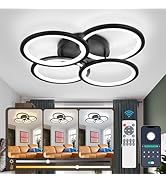 Modern LED 4 Rings Ceiling Lamp with Remote Control&APP, 3500K-6500K Dimmable Light Fixture, 45W ...