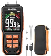 Proster Rechargeable Moisture Meter with Tri-Colour Display – Wall Damp Meter with Visual & Sound...
