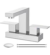 Bathroom Sink Faucet, Hurran 4 inch Chrome Bathroom Faucets for Sink 3 Hole with Pop-up Drain and...