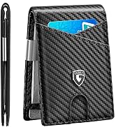 GSOIAX Men's Slim Wallet RFID Blocking Bifold with Front Pocket, 12 Card Slots, ID Window, Big Bi...
