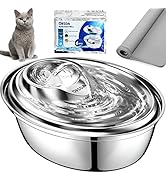 ORSDA Cat Water Fountain Stainless Steel, Pet for Cats Inside 2L, Automatic Dispenser, Dog Founta...