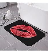 Red Lip Bath Mat Diatomaceous Earth Rug Super Absorbent Non Slip Quick Dry Bathroom Kitchen Doorm...