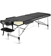 Careboda Portable Massage Table Professional Massage Bed 3 Fold 82 Inches Height Adjustable for S...