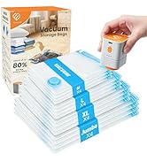 Vacuum Storage Bags with Cordless Pump, 16-Pack Space Saver Vacuum Seal Bags for Blankets, Clothe...