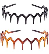 WsjiaboFux 2Pcs Zig Zag Headbands, Plastic Wavy Hair Band with Teeth, Comb Headbands for Women an...