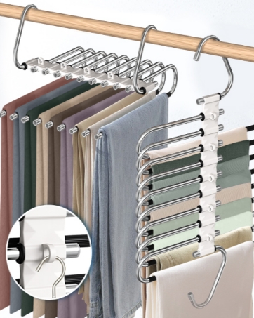 Pants Hangers Space Saving Non Slip Stainless Steel Multifunctional Rack S-Type Closet Organizer
