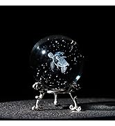 HDCRYSTALGIFTS 3D Laser Engraved Sea Turtles Crystal Ball Paperweight with Stand 60mm Glass Full ...