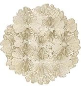 FunWheat Metallic Golden Vinyl Placemats Set of 6 Hollow Out Placemats Heat-Resistant Place mats ...