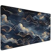 Large Gaming Mouse Pad, Night Sky Cloud Design, Non-Slip Rubber Base, Stitched Edges, 35.4 x 15.7...