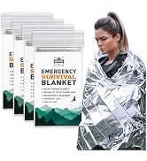 Monterra Emergency Blankets for Survival, 4 Pack, Mylar Foil Blankets, Thermal Space Blanket, Car...