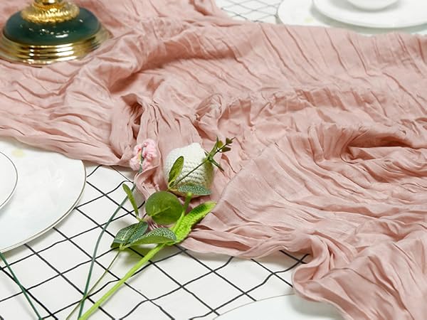 dusty pink table runner green table cloth cheesecloth cheese cloth