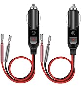 Cigarette Lighter Adapter,Car Cigarette Lighter Male 12v Plug,with Leads & LED Light,16AWG/15A Fu...