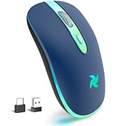 HZD Wireless Mouse, Rechargeable Mouse, 2.4G Portable Slim Silent Mouse with USB Receiver and Typ...