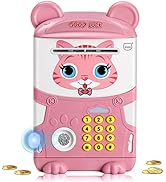 MIAOKE Kids Safe, Piggy Bank for Cash Saving Auto Roll in Monny with Password Keypad and Fingerpr...