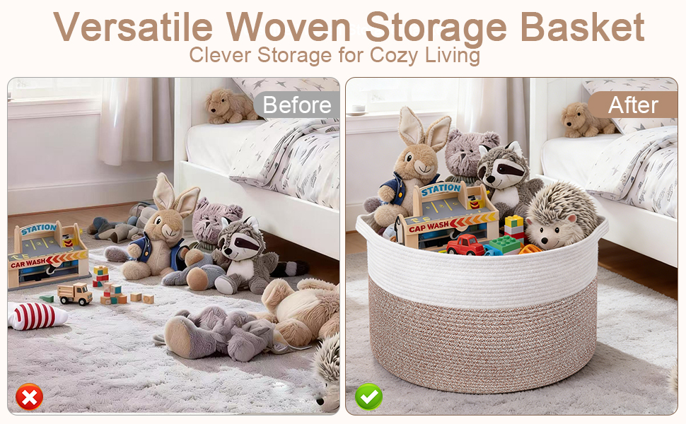 Large Cotton Rope Woven Baskets That Effortlessly Keep Your Room Neat & Tid