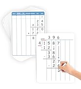 Aizweb 12 Pack Long Division Dry Erase Board Card,12" x 9" Multiplication Small Whiteboard Math M...