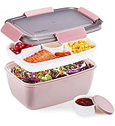 Caperci Large Salad Lunch Container - Adult Bento Lunch Box with 68 oz Salad Bowl, 5-Compartment ...