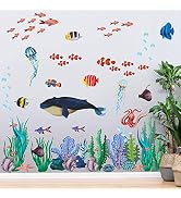 Creative Removable 3D Under The Sea Wall Sticker Ocean Life Coral Grass Wall Decal Peel and Stick...
