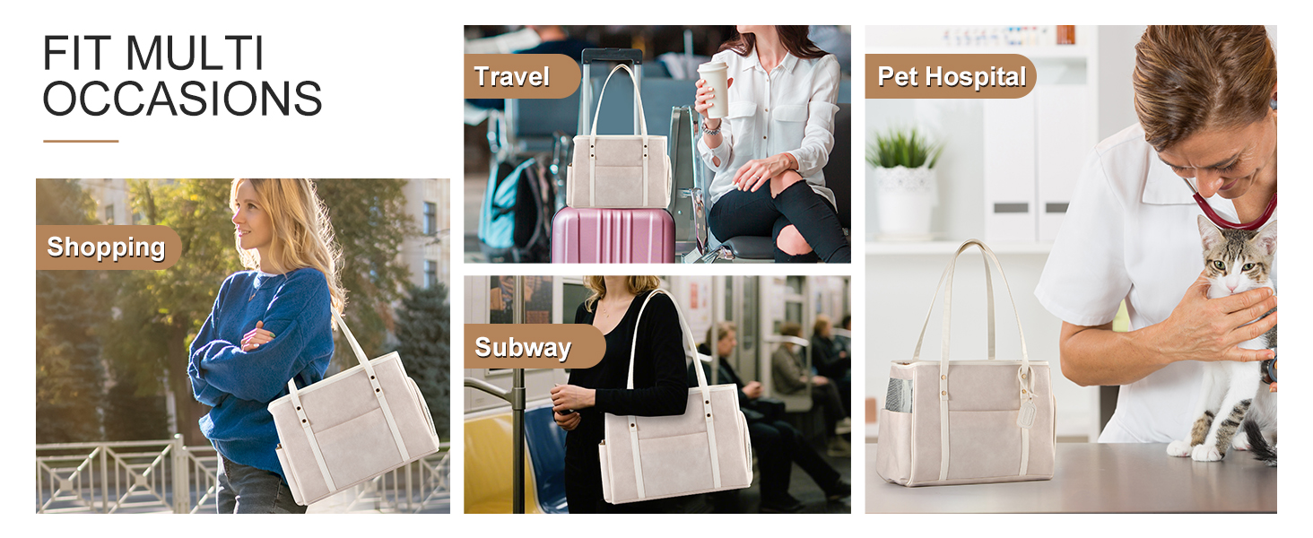 Fashion Dog Carrier Purse, Premium Leather Cat Carrier Bag