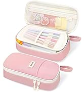 SUNEE Cute Pencil Case, Aesthetic Pen Pouch, Colored Large Pencil Bag with Zipper, Kawaii Station...