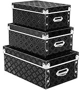 XUCHUN Decorative Storage Box with lids,3 in 1 Set,Plastic,Waterproof Storage Bins for Toys,Shoes...