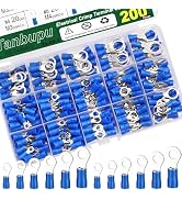 Tanbupu 200pcs Insulated Ring Terminals 6-Sizes(M3/M4/M5/M6/M8/M10) 22-16/16-14/12-11AWG O Ring C...