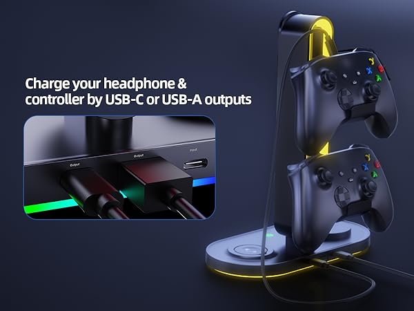 RGB Headphone Stand with Wireless Charging