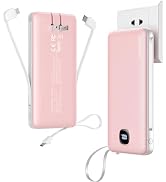 penaover Portable Charger with Built-in Cables&AC Wall Plug,10000mAh PD 22.5W Fast Charging Power...