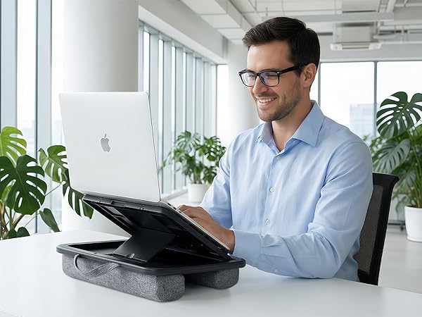 Adjustable Lap Desk, 8 Angles Ergonomic, Soft Cushion, Anti-Slip Baffle Laptop Lap Desk
