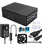 GeeekPi Raspberry Pi 4 Case with PWM Fan, 18W 5V 3.6A USB-C Raspberry Pi 4 Power Supply, Heatsink...