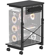 PUTORSEN Height Adjustable Computer Tower Stand - 2-Tier ATX-Case PC Floor Stand with Rolling Whe...