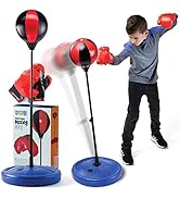 Play22 Kids Boxing Set - Kids Boxing Gloves and Punching Bag - Kids Punching Bag with Adjustable ...