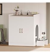 Gitelsnour Litter Robot Enclosure with Pedal, Large Litter Robot Cabinet with Charging Station, A...