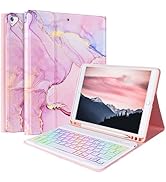 FUWANG Keyboard Case for iPad 9th Generation 10.2 inch 2021 - Detachable 7 Colors Backlit Stand F...